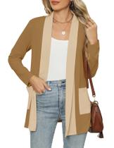 Suéter de cardigã Micoson Lightweight Open Front Khaki-Damasco