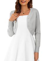Suéter de cardigã OmicGot feminino Bolero Shrug cinza claro
