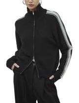 Suéter de cardigã Qiaomai com zíper e manga comprida para mulheres Suéter de cardigã Qiaomai com zíper e manga comprida para mulheres