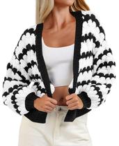 Suéter de cardigã Saodimallsu recortado com frente aberta para mulheres