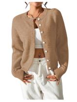 Suéter de cardigã SweatyRocks Fall Button Coffee para mulheres Suéter de cardigã SweatyRocks Fall Button Coffee para mulheres