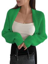 Suéter de cardigã SweatyRocks Open Front Cropped Green Feminino