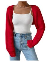 Suéter de cardigã Verdusa Y2k Cropped Knit Open Front Red Suéter de cardigã Verdusa Y2k Cropped Knit Open Front Red