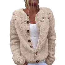 Suéter de cardigã Wzdszle Funny Christmas Reindeer Bege 4XL Suéter de cardigã Wzdszle Funny Christmas Reindeer Bege 4XL