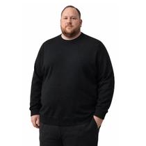Suéter De Frio Masculino Tricot Liso Gola Redonda Plus Size Delkor