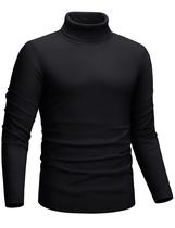 Suéter de gola alta CRYSULLY para homens de manga comprida preto XL