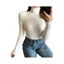 Suéter De Gola Alta Em Cashmere Macio Para Mulheres, Tricô Básico Sólido, Top Casual De Outono E