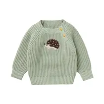 Suéter De Inverno Tricotado Para Bebês Recém-Nascidos, Gola Redonda, Manga Longa, Pullover Casual