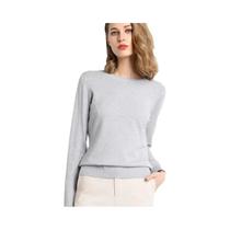 Suéter De Lã De Cashmere Para Mulheres Em Tamanho Grande, Pullover Slim Com Decote O E Mangas Longas