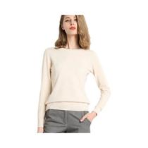 Suéter De Lã De Cashmere Para Mulheres Em Tamanho Grande, Pullover Slim Com Decote O E Mangas Longas