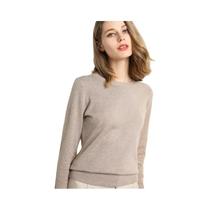 Suéter De Lã De Cashmere Para Mulheres Em Tamanho Grande, Pullover Slim Com Decote O E Mangas Longas