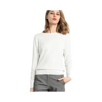 Suéter De Lã De Cashmere Para Mulheres Em Tamanho Grande, Pullover Slim Com Decote O E Mangas Longas