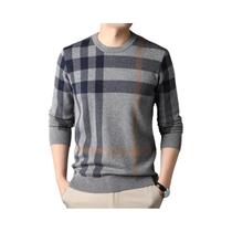 Suéter De Lã Luxuoso Masculino Para Outono Inverno Marca Designer Gola Redonda Pulôver Listrado