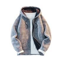 Suéter De Malha Com Capuz E Zíper Completo Para Homens, Jaqueta Casual De Streetwear