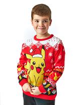 Suéter de malha de Natal Pokémon Kids Red Pikachu