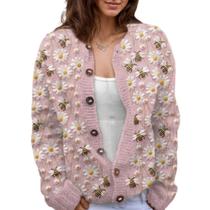 Suéter de malha feminino Akivide com estampa floral de outono