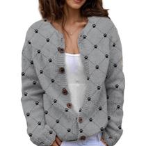 Suéter de malha feminino Akivide com estampa floral de outono