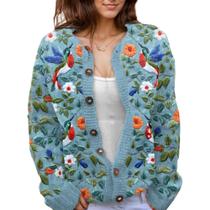 Suéter de malha feminino Akivide com estampa floral de outono Suéter de malha feminino Akivide com estampa floral de outono