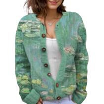 Suéter de malha feminino Akivide com estampa floral de outono