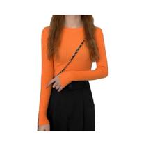 Suéter De Malha Feminino De Manga Longa Com Decote Redondo, Moda De Outono E Inverno, Top Básico,