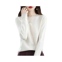 Suéter De Malha Feminino De Manga Longa Com Decote Redondo, Pulôver Casual Quente Para Outono E