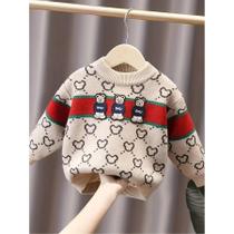 Suéter De Malha Grosso Com Forro De Lã Para Meninos, Camiseta Quente Para Bebês E Crianças Com