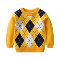 Suéter De Malha Xadrez Quente Para Meninos, Manga Longa, Estilo Colegial, Outono Inverno, Bebê Suéter De Malha Xadrez Quente Para Meninos, Manga Longa, Estilo Colegial, Outono Inverno, Bebê