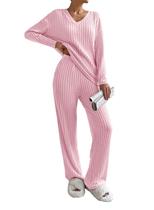 Suéter de manga comprida SHEWIN de pijamas, conjuntos de 2 peças para mulheres
