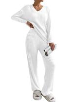 Suéter de manga comprida SHEWIN de pijamas, conjuntos de 2 peças para mulheres