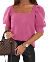 Suéter de manga curta Buff Goranbon para mulher rosa