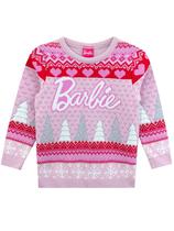 Suéter de Natal Barbie para Meninas - Rosa com Glitter (4 Anos)