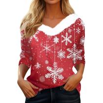 Suéter de Natal COTECRAM 2024 Funny Xmas Print Loose Fit