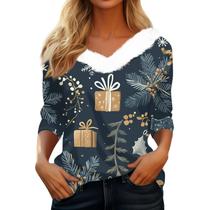 Suéter de Natal COTECRAM 2024 Funny Xmas Print Loose Fit