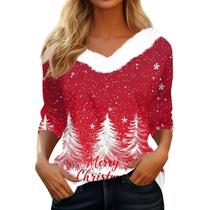 Suéter de Natal COTECRAM 2024 Funny Xmas Print Plus Size