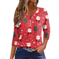 Suéter de Natal feio COTECRAM feminino com estampa de floco de neve vermelho 3GG