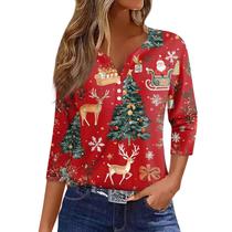 Suéter de Natal feio COTECRAM feminino com estampa de floco de neve vermelho