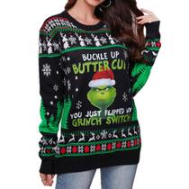 Suéter de Natal PEUIOME Grinch Ugly Couples com gola redonda Suéter de Natal PEUIOME Grinch Ugly Couples com gola redonda
