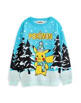 Suéter de Natal Pokémon Kids tricotado azul festivo Pikachu Suéter de Natal Pokémon Kids tricotado azul festivo Pikachu
