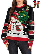 Suéter de Natal WIPONKEN Ugly 2024 para mulheres, pulôver engraçado