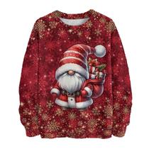 Suéter de Natal Wzdszle Women Cute Gnomos Papai Noel Branco