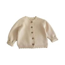 Suéter De Tricô De Primavera Para Meninos E Meninas De 0 a 3 Anos, Gola Redonda, Borda Feita À Mão