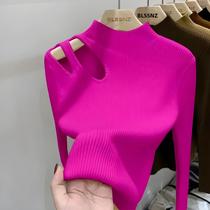 Suéter De Tricô Feminino Com Gola Alta, Macio E Quente, Pulôver Com Recortes, Tops Básicos Para