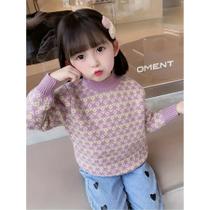 Suéter De Tricô Floral Para Meninas, Pulôver Estiloso Para Primavera E Outono, Camiseta Base Para