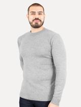 Suéter Dixen Masculino Crewneck Tricot Liso Cinza Mescla