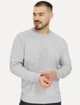 Suéter Dixen Masculino Tricot Crewneck Liso Cinza Mescla Claro