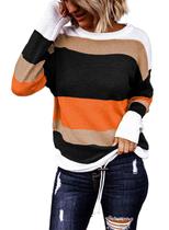 Suéter Dokotoo Halloween feminino listrado laranja de inverno