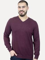 Suéter Dudalina Masculino Tricot V-Neck Básico Bordô