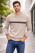 Sueter Em Tricot Masculino Listrado Confortavel Inverno