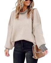 Suéter ETCYY feminino de grandes dimensões, moda de outono, linha Colorblock