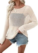 Suéter EVALESS 2026 Primavera Verão Crochet Hollow Out White